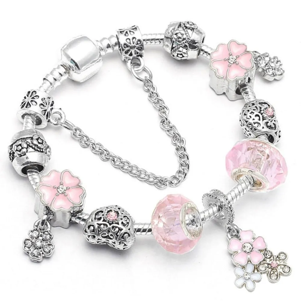 women bracelets charm beads bangles silver color cute women's jewelry ✈️ free.shipping