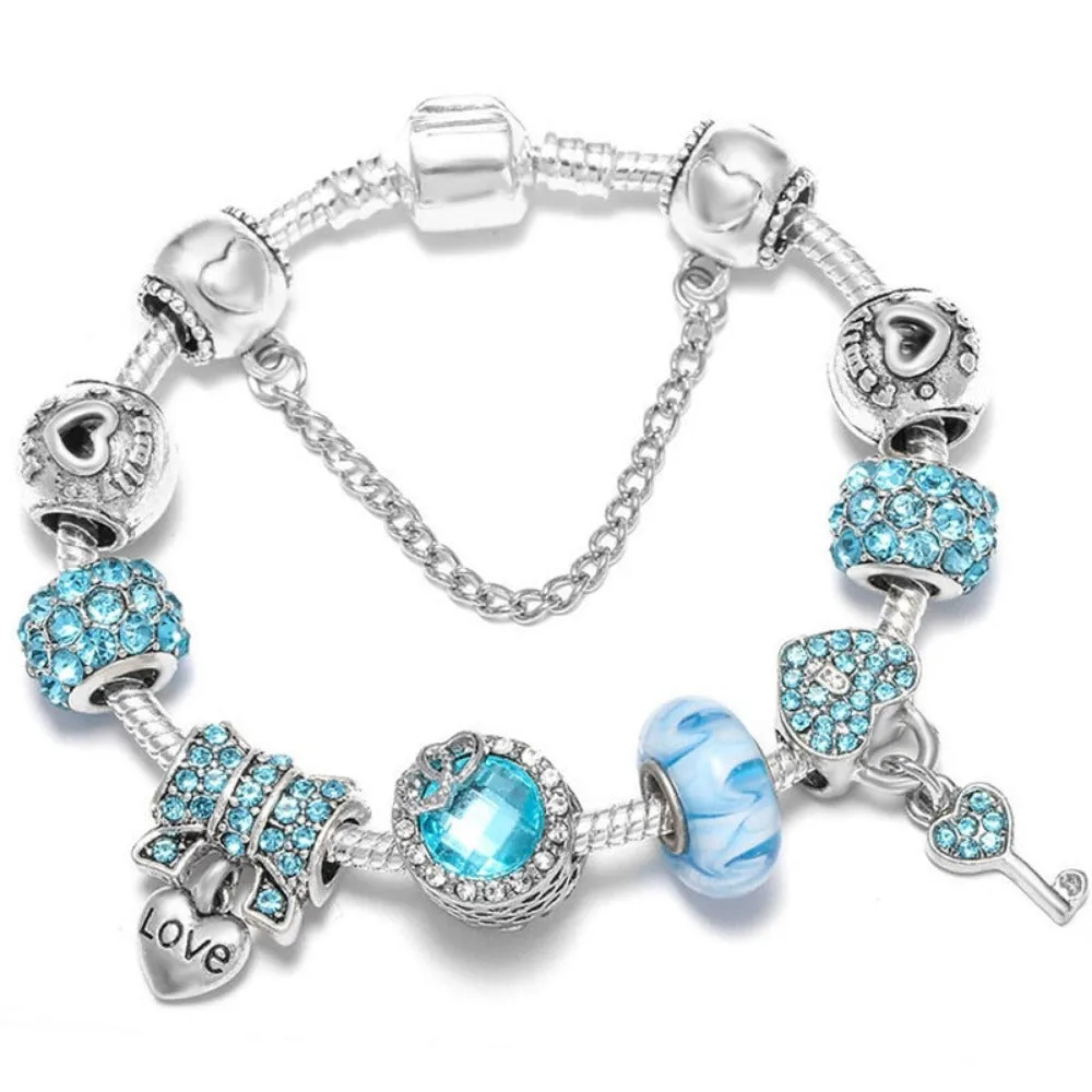 women bracelets charm beads bangles silver color cute women's jewelry ✈️ free.shipping