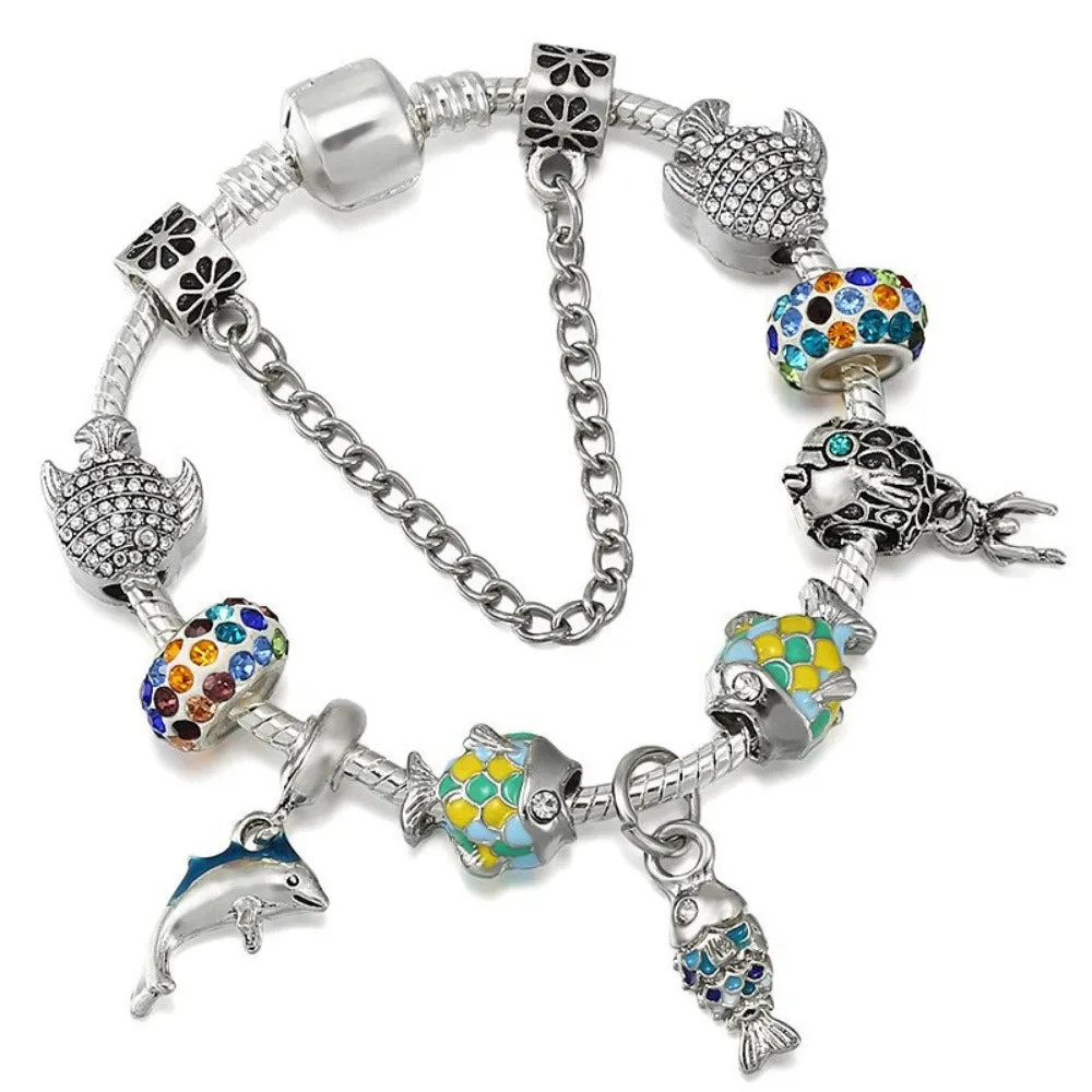women bracelets charm beads bangles silver color cute women's jewelry ✈️ free.shipping