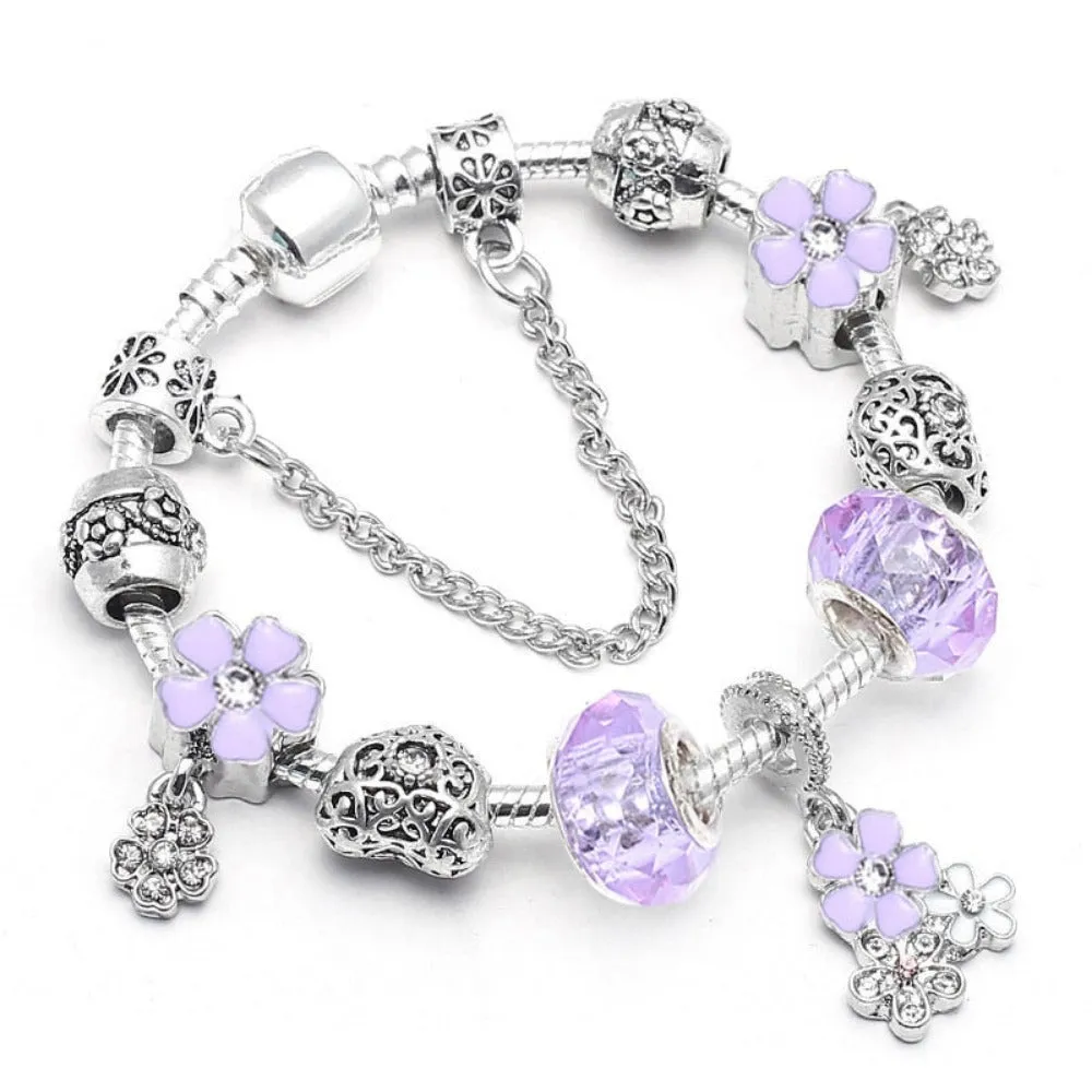 women bracelets charm beads bangles silver color cute women's jewelry ✈️ free.shipping