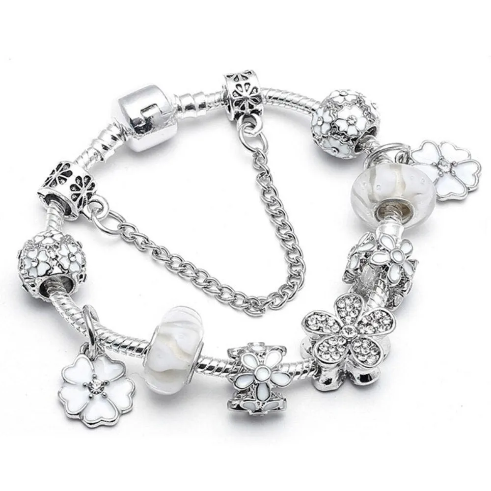women bracelets charm beads bangles silver color cute women's jewelry ✈️ free.shipping