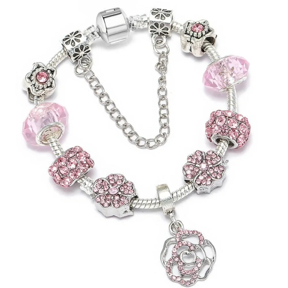 women bracelets charm beads bangles silver color cute women's jewelry ✈️ free.shipping