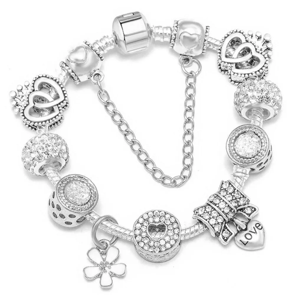 women bracelets charm beads bangles silver color cute women's jewelry ✈️ free.shipping