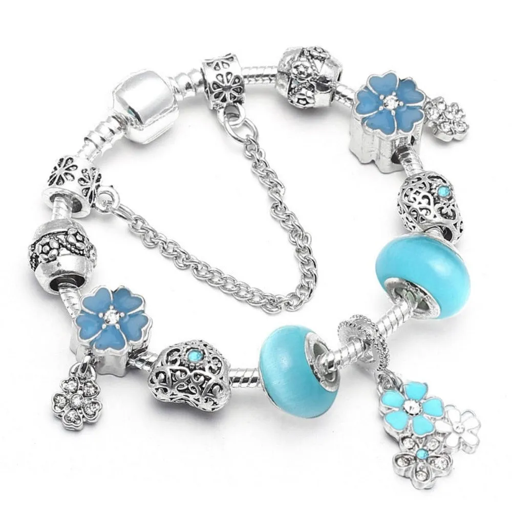 women bracelets charm beads bangles silver color cute women's jewelry ✈️ free.shipping
