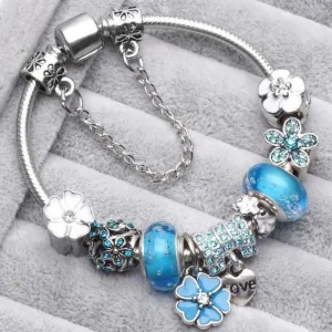 women bracelets charm beads bangles silver color cute women's jewelry ✈️ free.shipping