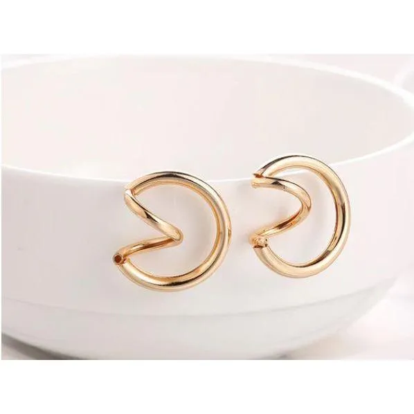 Women Golden Drop Geometric Black Long Hanging Earrings Retail